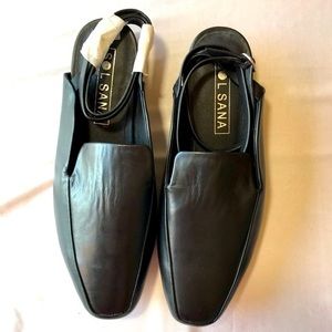 Sol Sana Black Ankle Strap Wedge Shoe-Size 38 NWOT